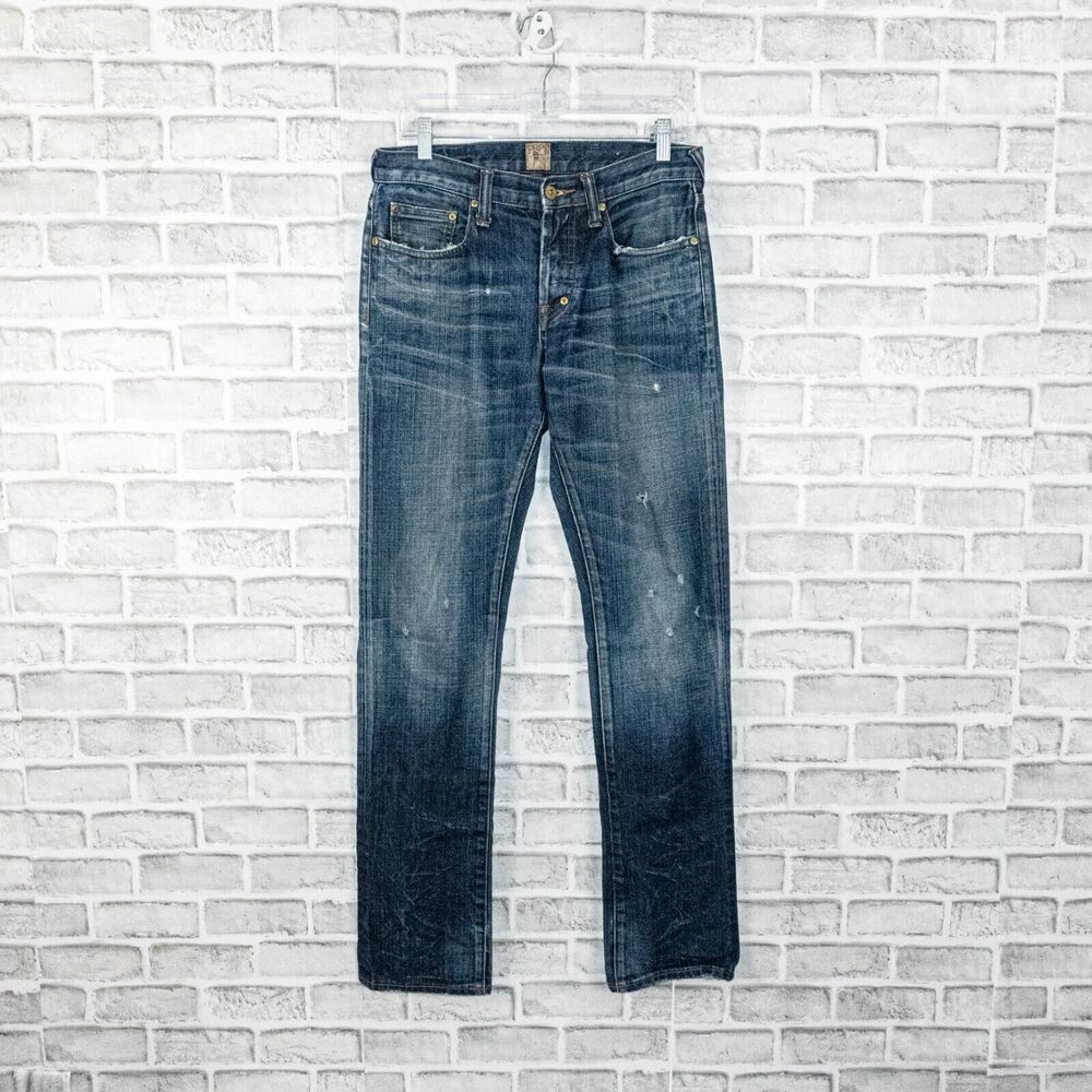PRPS Japan Men's Demon Straight Slim Denim Jeans distressed washed size 31
